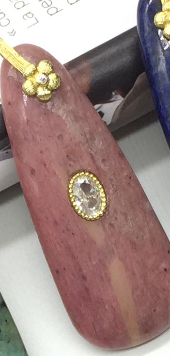 WT-P2148 New Arrival Round Zircon And Various Natural Gemstones Long Gold Pendants For Lady Elegant Earrings DIY Decoration