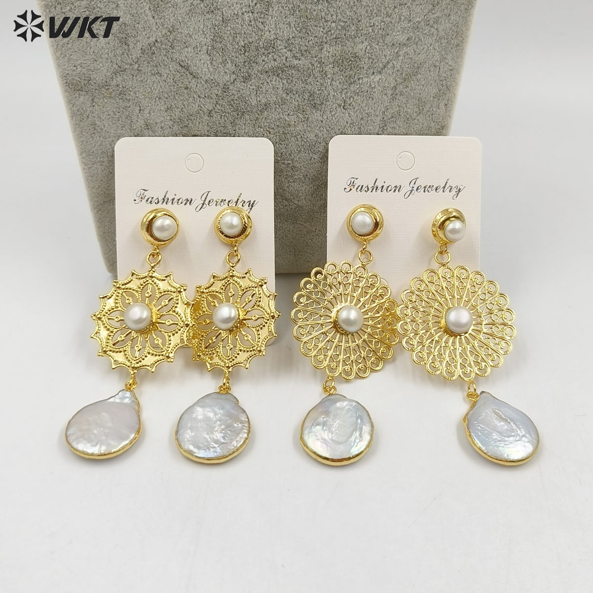 WT-MPE128 Amazing Design Long Dangle Gorgeous Natural White Pearl Handmade Women Drop Earrings for Wedding Studs