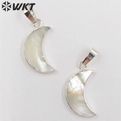 WT-P1253 WKT New Fashion Unique Design Popular Jewelry Moon Shape Real Gold Plated Elegant Shell Pendant