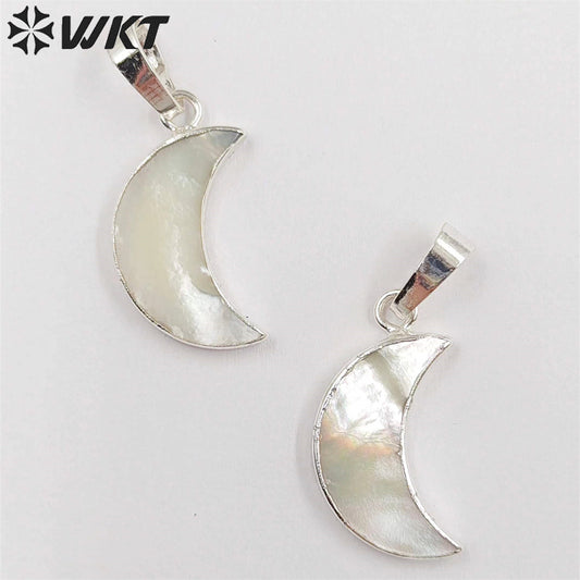 WT-P1253 WKT New Fashion Unique Design Popular Jewelry Moon Shape Real Gold Plated Elegant Shell Pendant