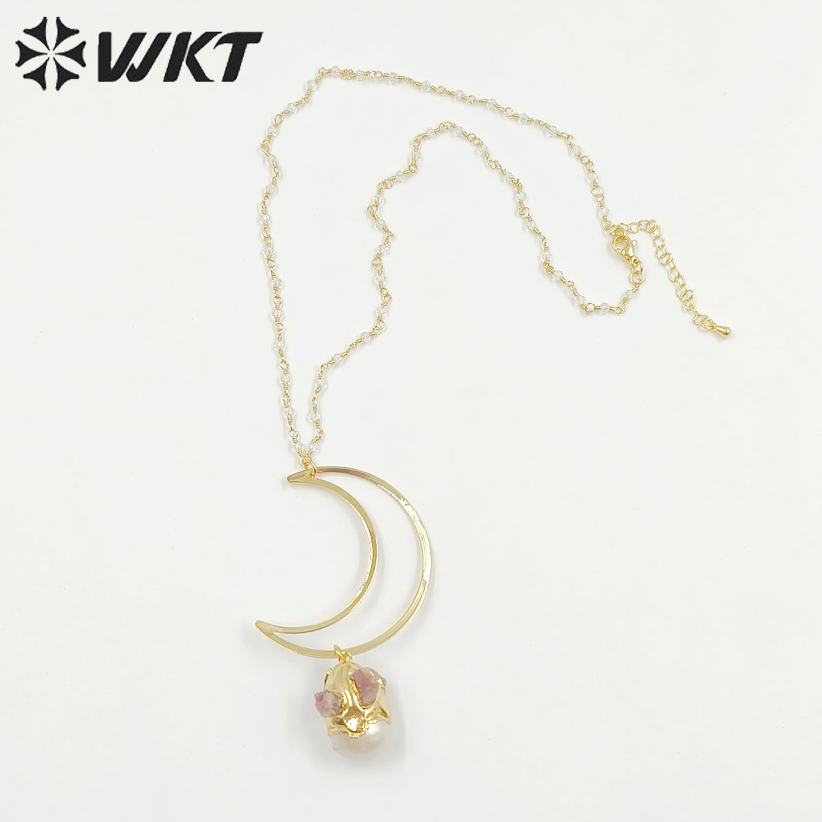 WT-JN244 Wholesale Vintage Baroque Pearl Trendy Stone 18k Chain Gold Plated Exquisite High Quality Pendant Beads Necklace