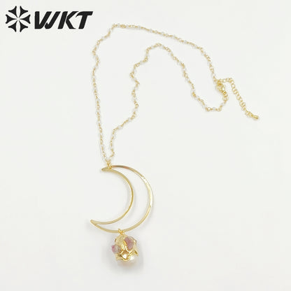 WT-JN244 Wholesale Vintage Baroque Pearl Trendy Stone 18k Chain Gold Plated Exquisite High Quality Pendant Beads Necklace