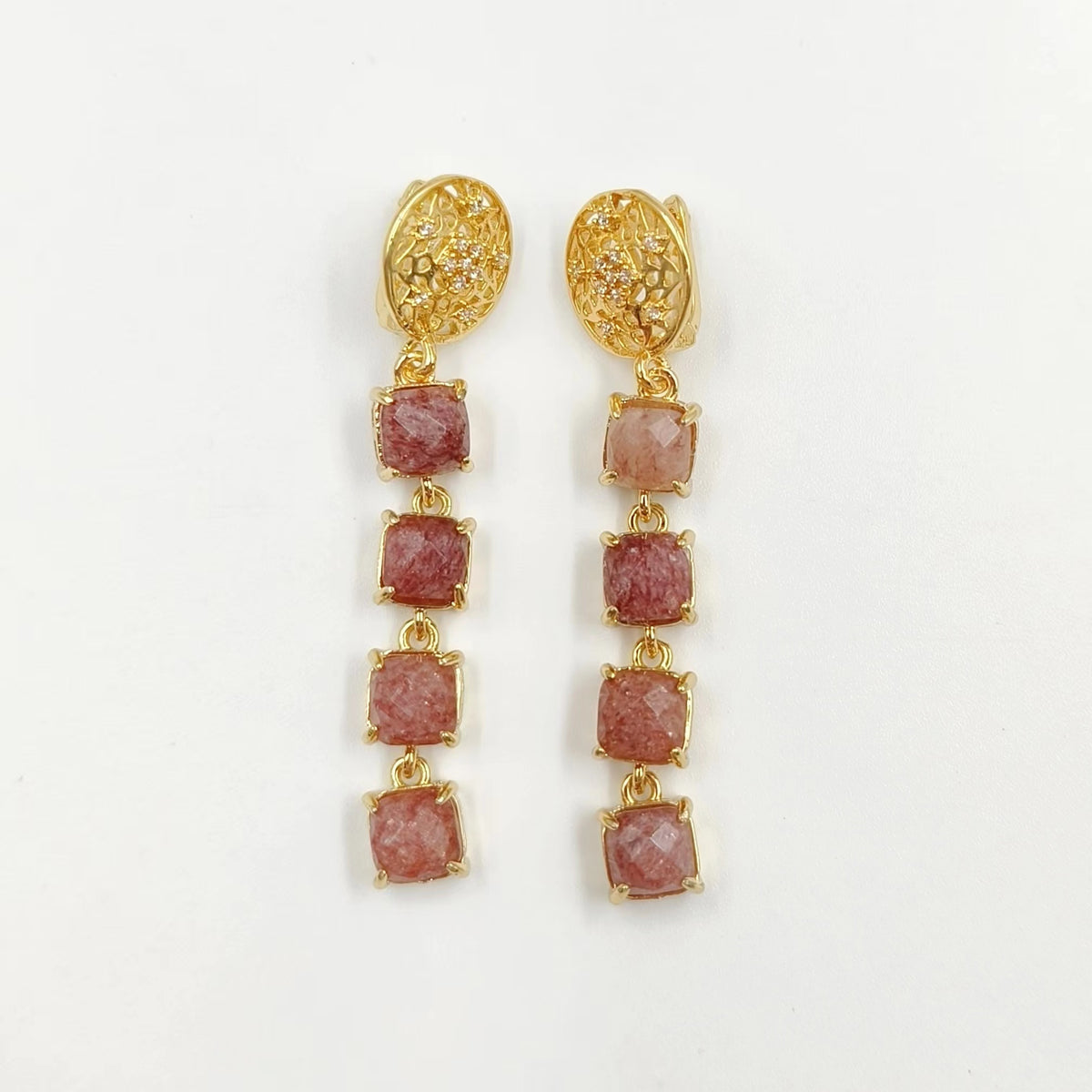 WT-E737 Amazing Colorful Elegant Natural Gemstone Long Charming Earrings Women Pendant Earrings