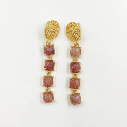 WT-E737 Amazing Colorful Elegant Natural Gemstone Long Charming Earrings Women Pendant Earrings