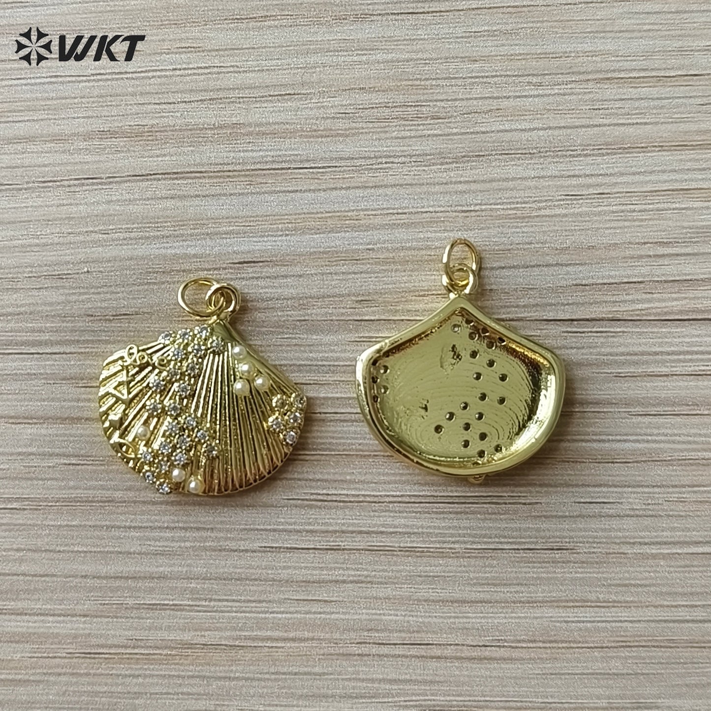 WT-MP321 Wholesale Ocean Series Multi Colors Gold Plated Metal Shell Shape Little Charms Pendant For Necklace Earrings Making