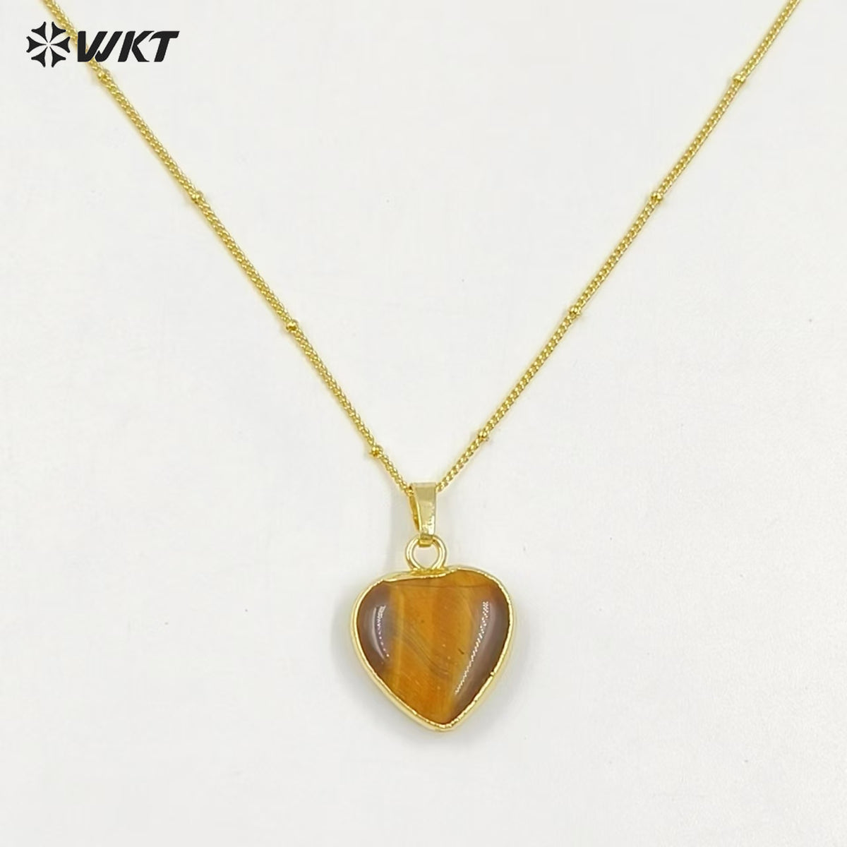WT-N1485 Fashion Popular 18K Real Gold Plated Lovely Small Gemstone Birthday Stone Heart Charms Necklace