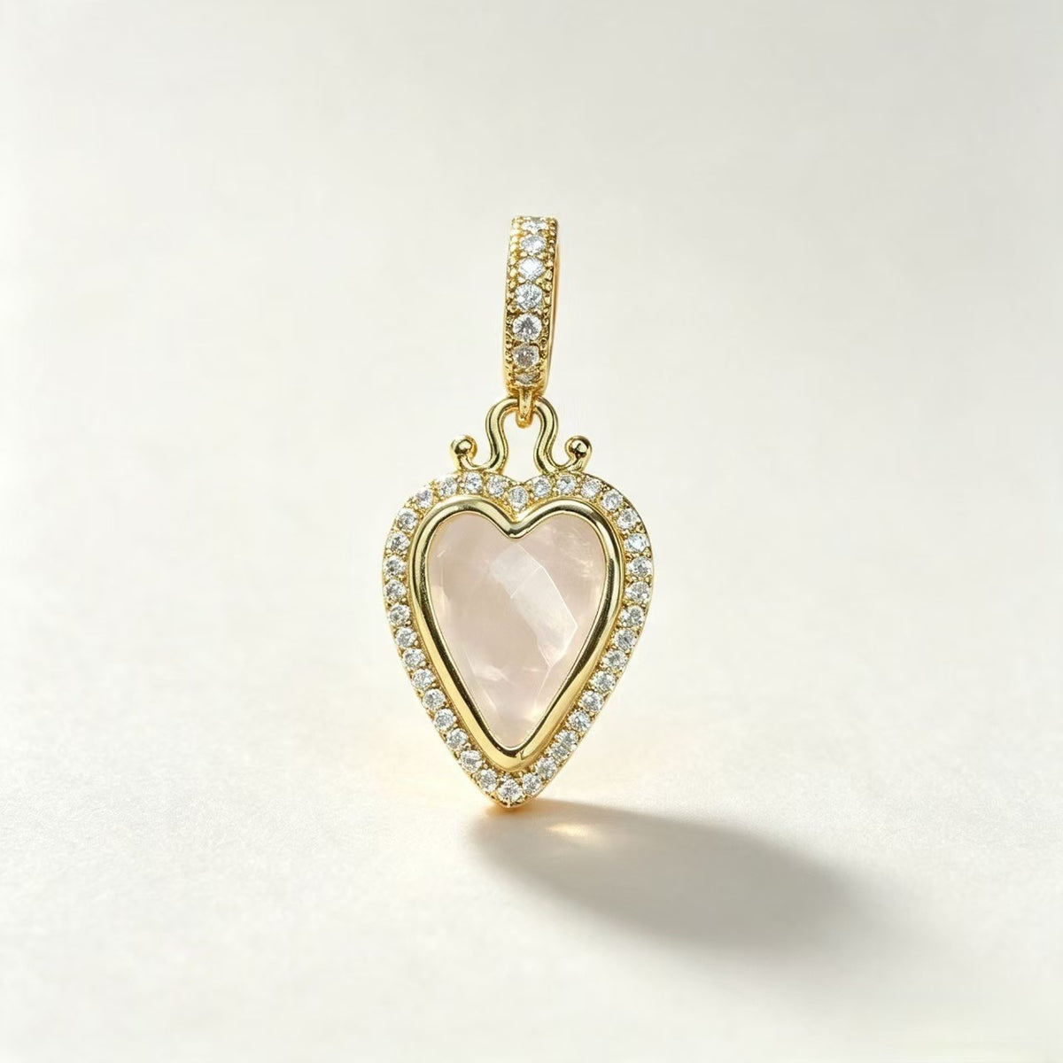 WT-MP335 Wonderful Romantic 18K Gold Plated Zircon And Natural Gemstone Heart Shape Little Pendants For Earrings Necklace Making