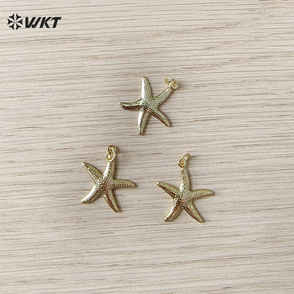 WT-MP323 New Sales Ocean Series 18K Gold Plated Yellow Brass Metal Starfish Shape Charms Pendant For DIY Jewelry Accessories