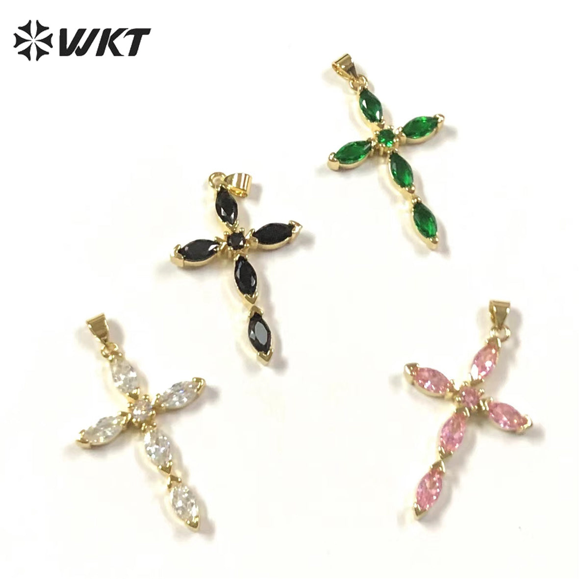 WT-MP245 Elegant Temperament Pendant Cross Water Drop Pendant Texture Jewelry Necklace Accessories Cubic Zircon Pendant