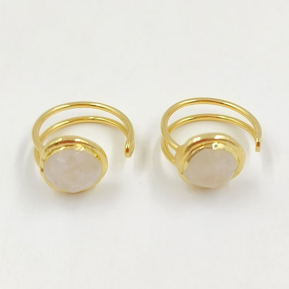 WT-R560 Customize Fantastic 18K Gold Plated Round Opening Adjustable Natural Gemstone Ring for Men and Women As Daily Decoration