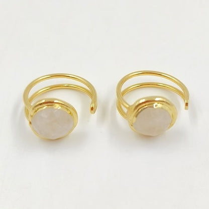 WT-R560 Customize Fantastic 18K Gold Plated Round Opening Adjustable Natural Gemstone Ring for Men and Women As Daily Decoration