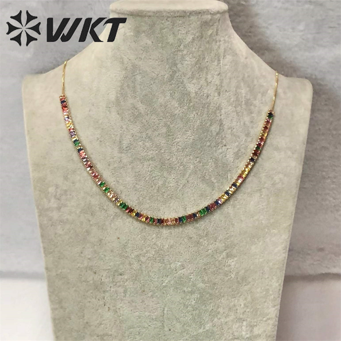 WT-JFN04 Beautiful Touching Jewelry so Colorful Lovely Natural Stone Cubic Zircon Necklace Brilliant Party Dressing for Girl