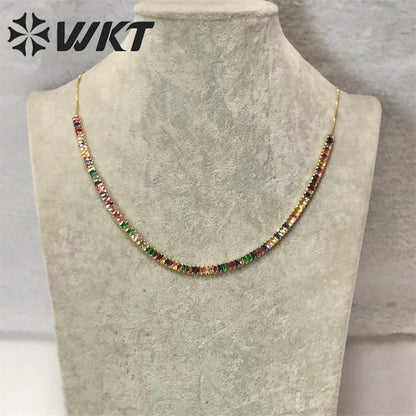 WT-JFN04 Beautiful Touching Jewelry so Colorful Lovely Natural Stone Cubic Zircon Necklace Brilliant Party Dressing for Girl