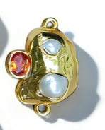 WT-PC023 New Arrival 18K Gold Plated Pearl And Various Colors Zircon Connector With Double Hoops For Women Bracelets Making