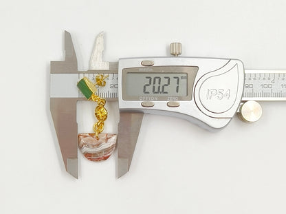 WT-E794 New Arrival Gold Plated Natural Mexico Agate And Chrysoprase Jade Semicircle Pendant Earrings For Girl Elegant Jewelry