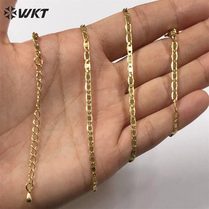 WT-BFN036 Best Sell Yellow Brass Chain with 18k Gold Plated Chain High Quality Chain Necklace for Jewelry Finding