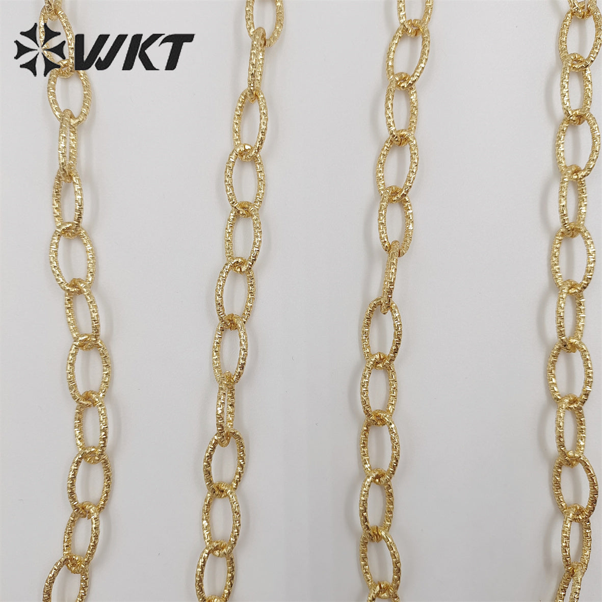 WT-BC190 Newest 18k Real Gold Plated Resist Tarnishable Big Link Hammer Chain for Necklace Making Lady Jewelry Findings Chain