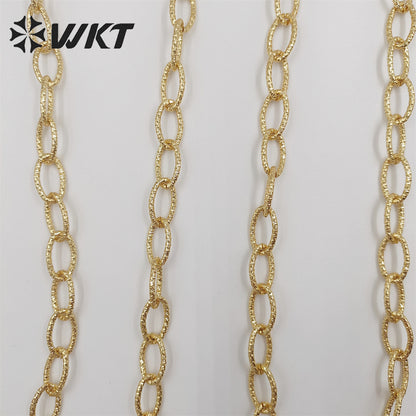 WT-BC190 Newest 18k Real Gold Plated Resist Tarnishable Big Link Hammer Chain for Necklace Making Lady Jewelry Findings Chain