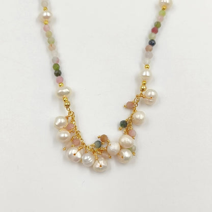 WT-JN253 Wholesale Vintage Style Trendy Natural Gemstone& Pearl Exquisite High Quality Pendant Necklace
