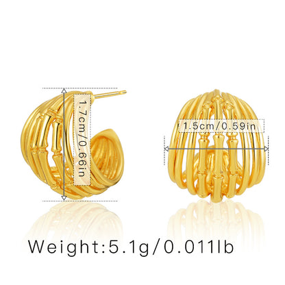 WT-JFE86 WKT Elegant Retro Style Multi-layer Hollowing Out 18k Gold Plated Copper Plating Hoops Fashion Studs Earring Findings
