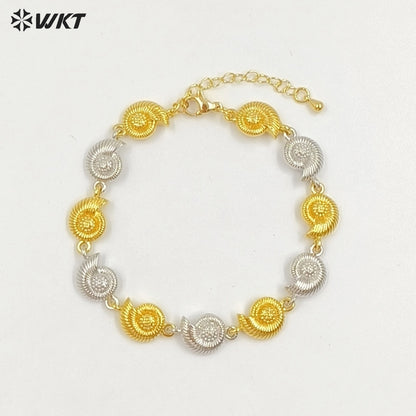 WT-JF368 Wholesale New Cute 18K Gold Plated Shell Shape Metal Bracelets For Women Party Jewelry Accessories Resist Tarnishable