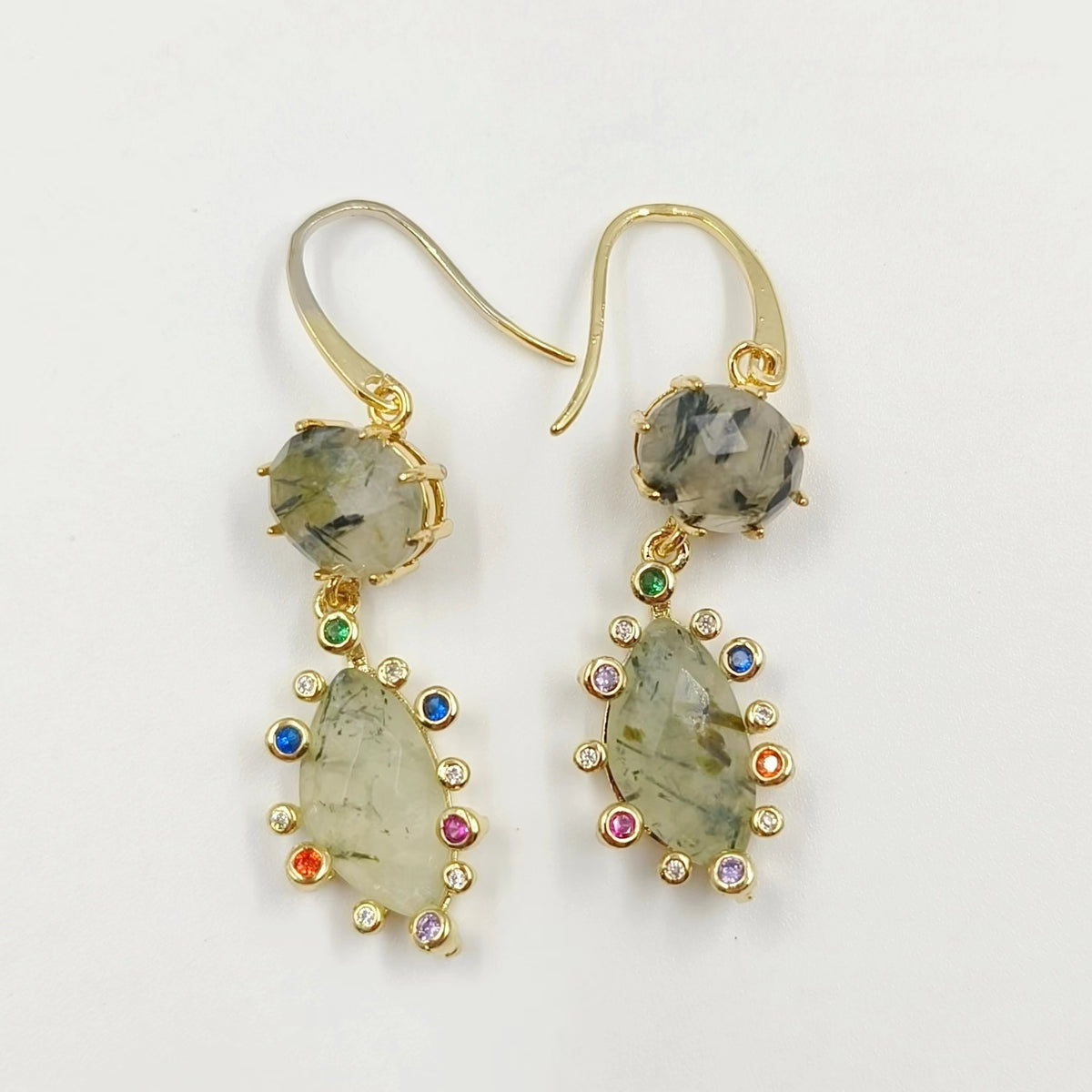WT-E735 Amazing Colorful Gemstone Wire Wrapped Long Charming in Drop Earrings Women Pendant Earrings