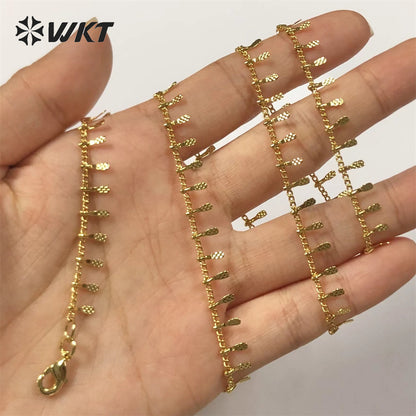 WT-BFN039 Romantic Women Gold Chain with 18k Gold Plated Yellow Brass Chain for DIY Jewelry Finding Lovely Chain