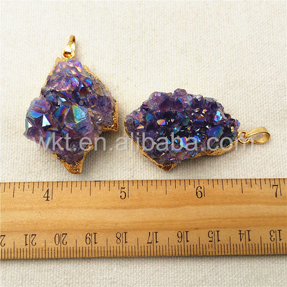 WT-P972 Exclusive Flame Angel Amethyst Pendant Angel Stone,natural Amethyst Pendant with Flame Angel Charm Amethyst Wholesale