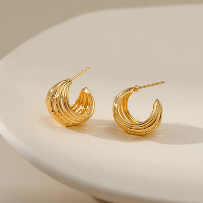 WT-JFE86 WKT Elegant Retro Style Multi-layer Hollowing Out 18k Gold Plated Copper Plating Hoops Fashion Studs Earring Findings