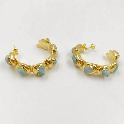 WT-E654 Luxury Wholesale Fashion Gemstone Gold Earrings Women Jewelry Findings with Hoop for You so Nice As a Anniversary Gift