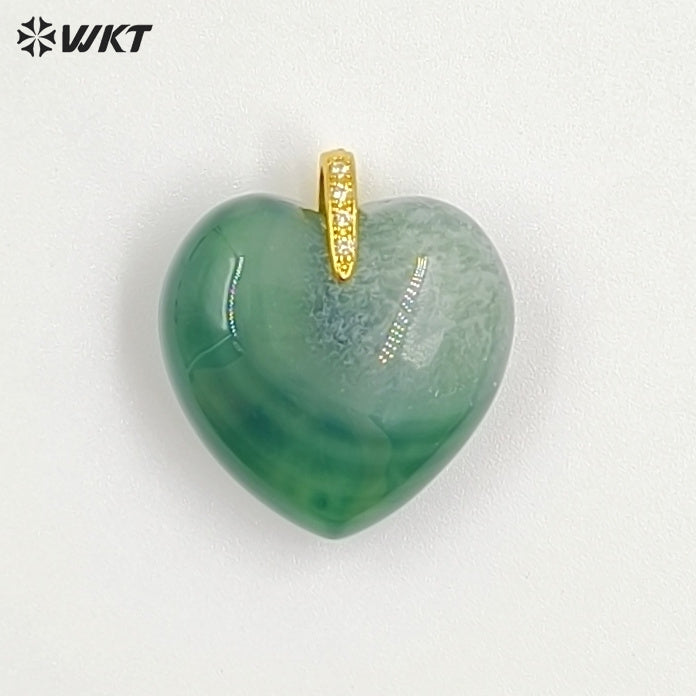WT-P2125 Gorgeous Fashion Colorful Natural Gemstones Heart Shape Gold Pendants For Female Romantic Necklace Making Design