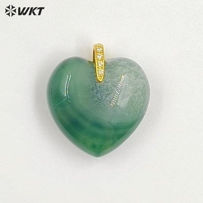 WT-P2125 Gorgeous Fashion Colorful Natural Gemstones Heart Shape Gold Pendants For Female Romantic Necklace Making Design