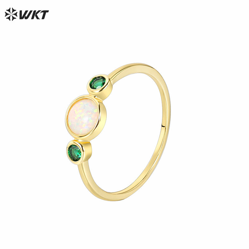 WT-MR035 Green Tiny Zircon and Beautiful Opal Stone Ring Four Size to Choose Women Perfect Match Fine Accessory