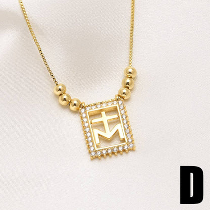 WT-JFN61 Wholesale Exquisite 18K Gold Plated Brass And Zircon Cross Heart Pattern Rectangle Pendant Necklace For Female Gifts