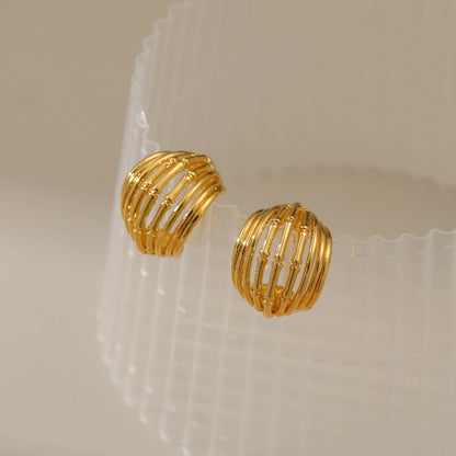 WT-JFE86 WKT Elegant Retro Style Multi-layer Hollowing Out 18k Gold Plated Copper Plating Hoops Fashion Studs Earring Findings