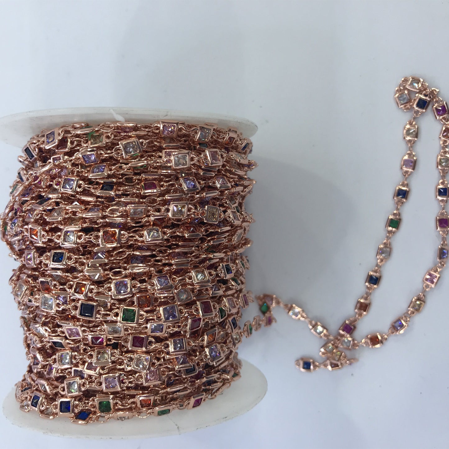 WT-BC130 Wholesale Cubic Zircon Chain Real Gold Plated Chain Resist Tarniahable Fashion Jewelry Making Cubic Zircon Chain