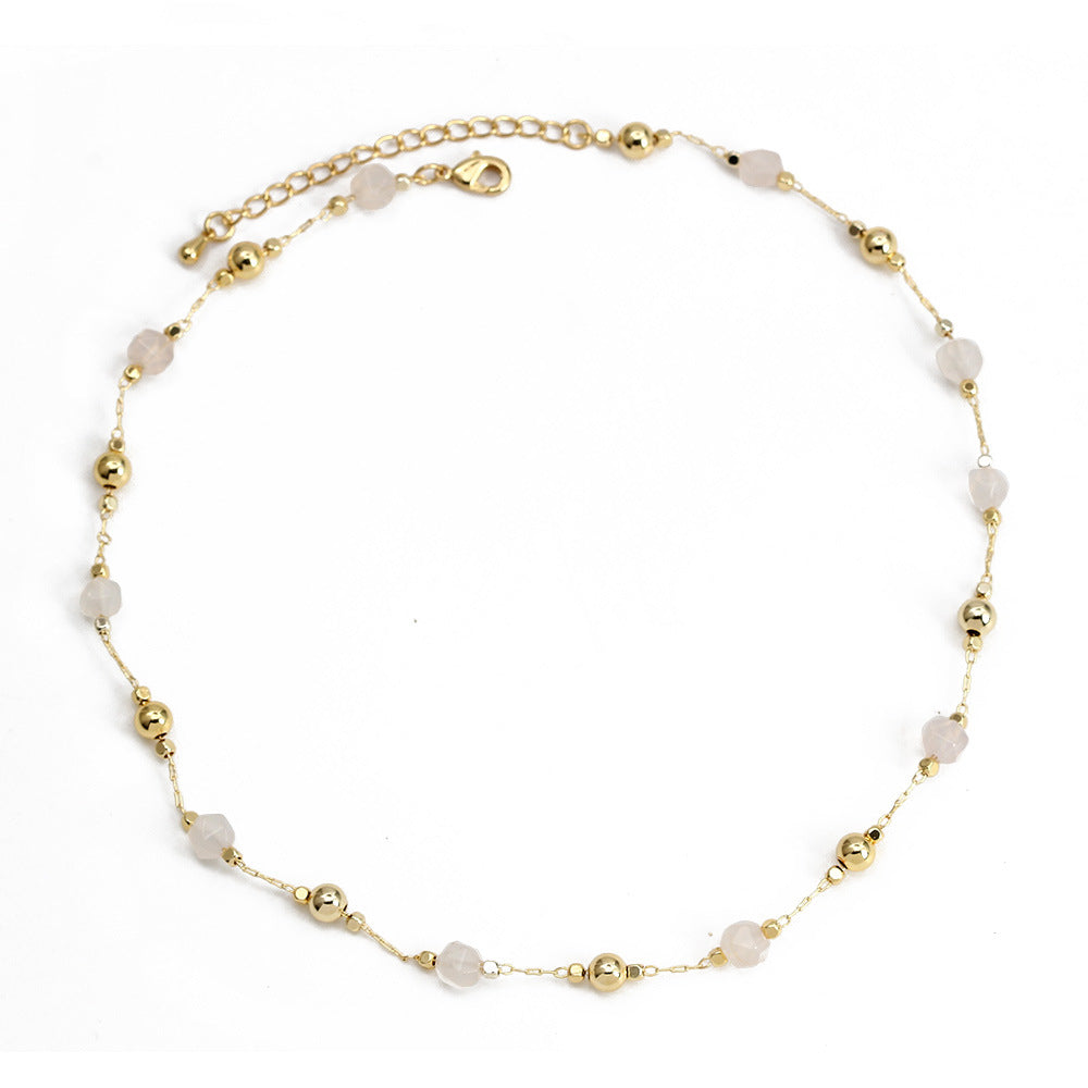 WT-BFN059 Newest Design Handmade Natural Nugget Amethyst Turquoise Stone Beads Rosary Chain Necklace Irregular Beads Necklace