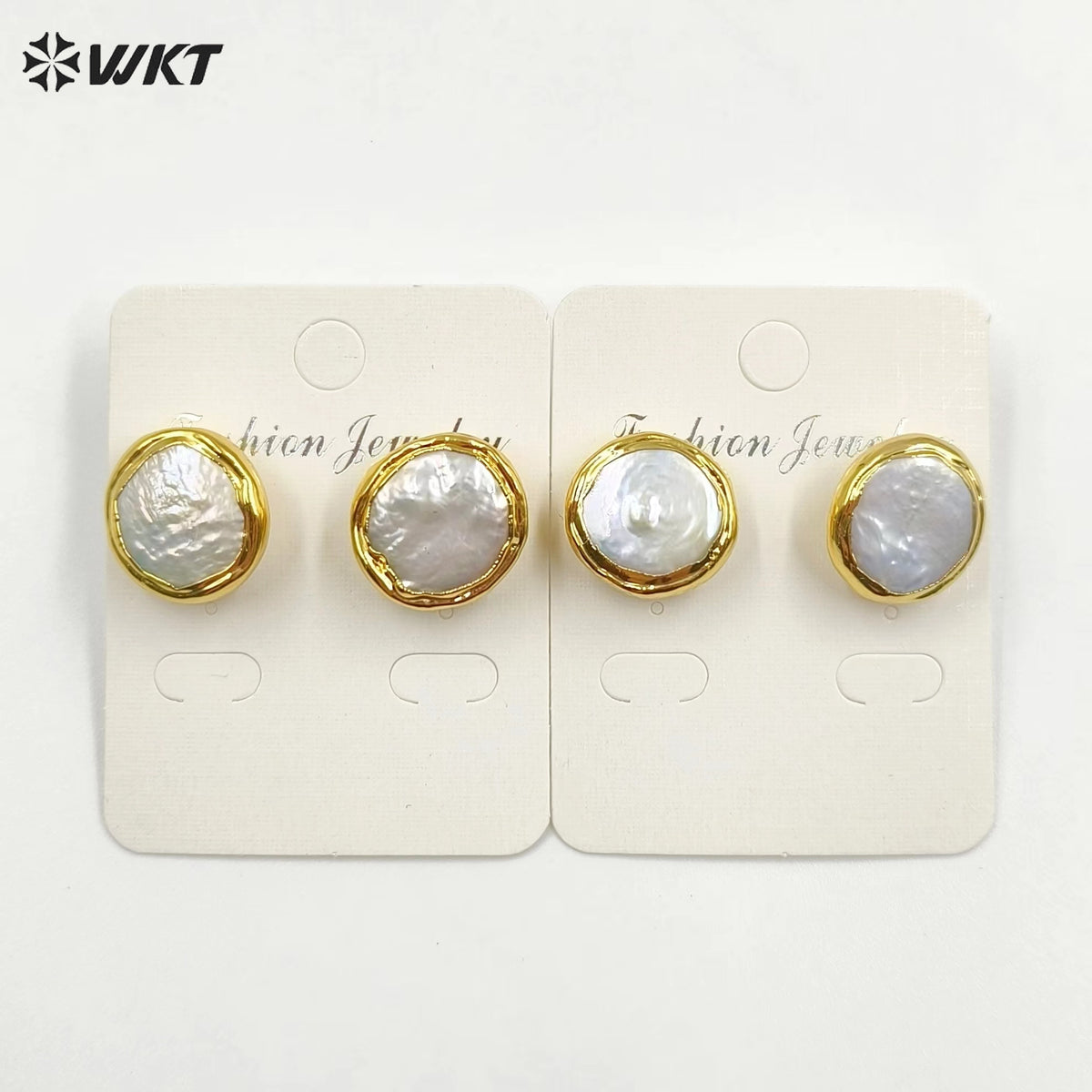 WT-MPE105 Latest Style Regular Freshwater Pearl Natural 18k Gold Plated Gift for Women Weeding 18mm Romantic Pendant Earrings