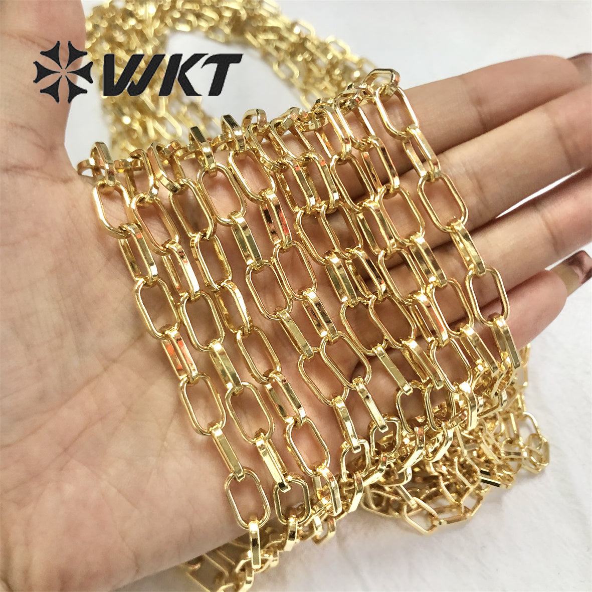 WT-BC178 WKT Women Men Gold Cuban Link Chain For Necklace Bracelet Gold Plated Brass Chain