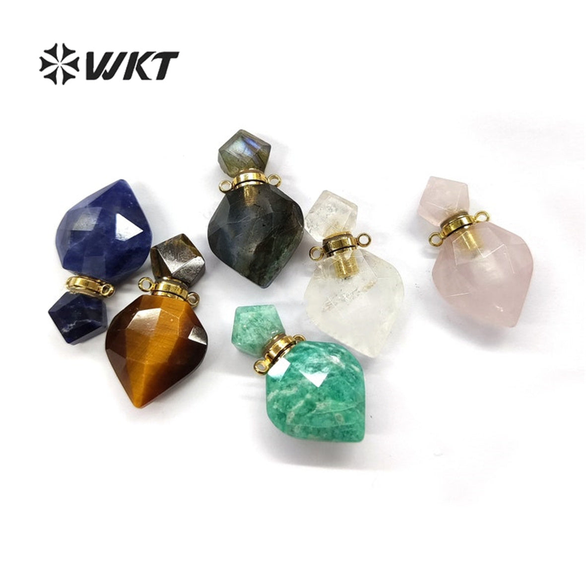 WT-P1756 WKT Mysterious and Elegant Jewelry Natural Stone Perfume Bottle Pendant Nice for Lady for Party As a Gift