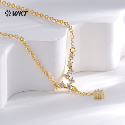 WT-MB128 WKT New Design Simple Style Chain Anklet With Cubic Zirconia Pave Gold Color Plated Ladies Daily Decoration Jewelry