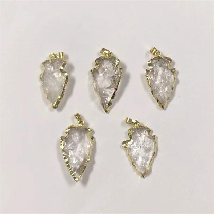 WT-N1330 Super Hot Sales Natural Raw Crystal Quartz Arrowhead Pendant Necklace Women Hammer Quartz Stone Necklace