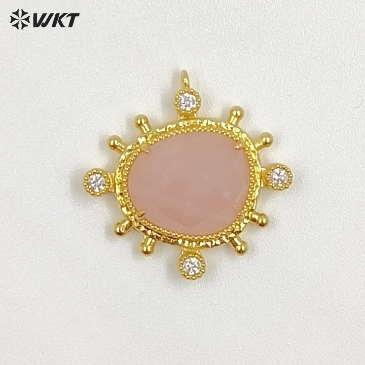 WT-P2102 Unique Delicate Jewelry 18K Gold Plated Multi Natural Gemstones Little Pendants For Female Handmade Earring DIY