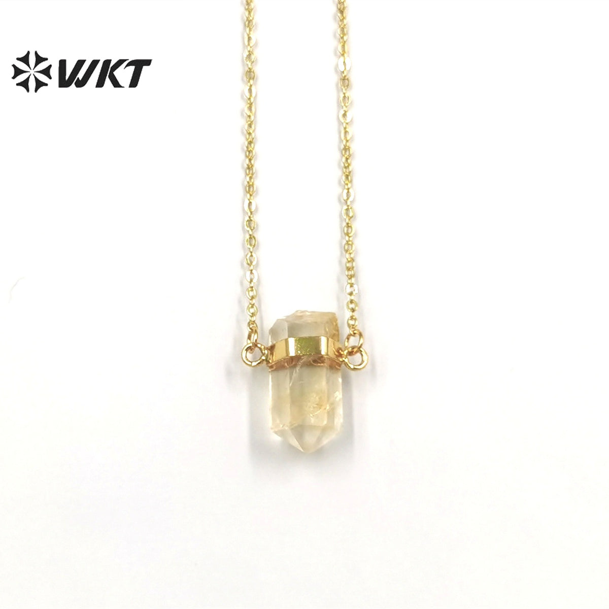 WT-N1378 Echanting Crystal Clear Pendant Elegant with 18k Gold Plated Necklace As Women Jewelry Gift Natural Crystal Necklace