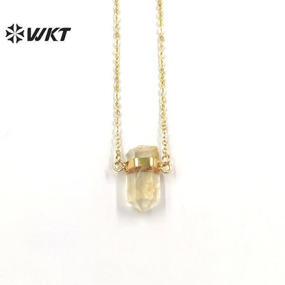 WT-N1378 Echanting Crystal Clear Pendant Elegant with 18k Gold Plated Necklace As Women Jewelry Gift Natural Crystal Necklace