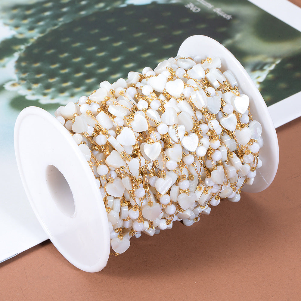 WT-STS021 Good Quality Natural Shell Heart Star Round Shape Stainless Steel Jewelry Chain As Handmade Necklace Accessory