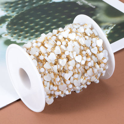 WT-STS021 Good Quality Natural Shell Heart Star Round Shape Stainless Steel Jewelry Chain As Handmade Necklace Accessory