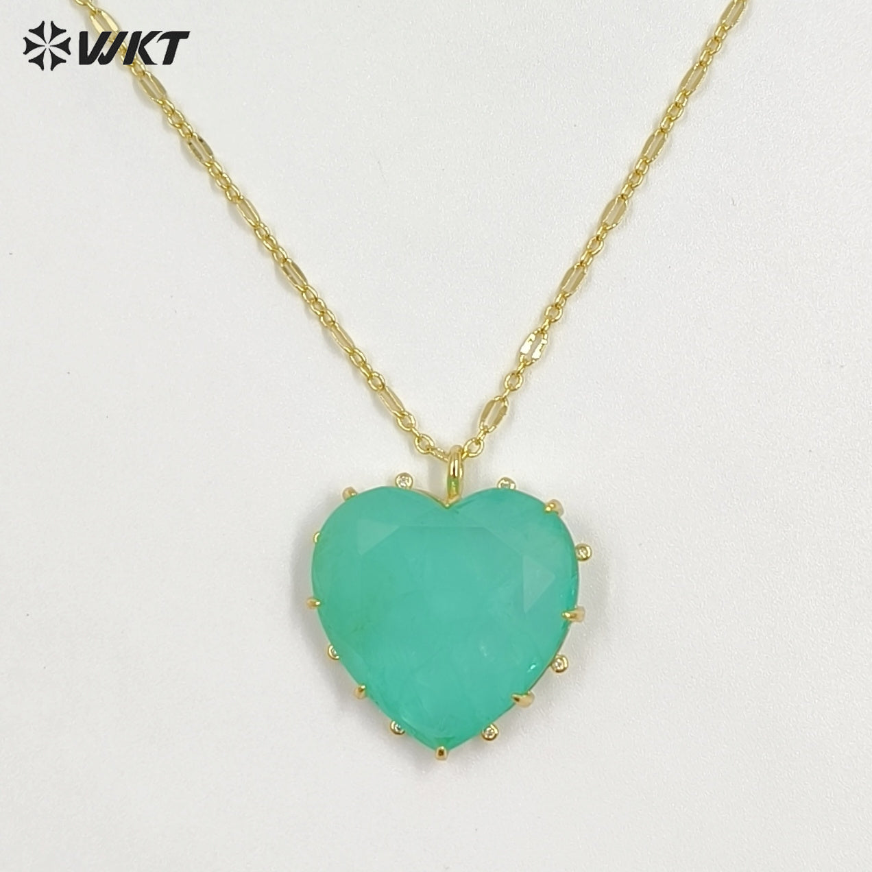 WT-N1525 Wonderful Gold Thin Chain With Colorful Stones Heart Shape Pendant Necklaces For Dance Party Matching Jewelry