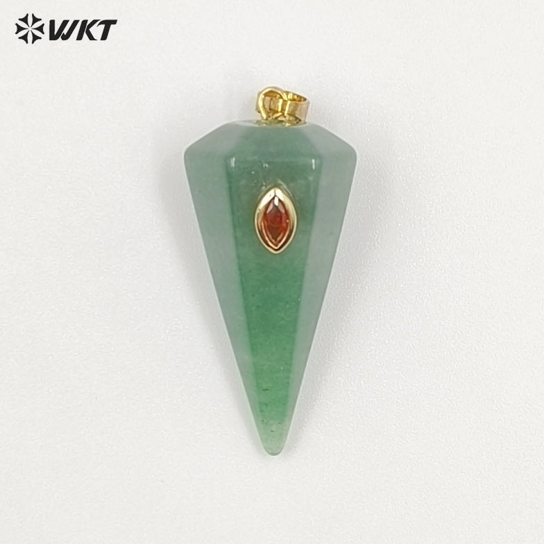 WT-P2093 Popular Sale Zircon And Natural Gemstones Geometric Faceted Shape Gold Pendants For Handmade Necklace Jewelry DIY