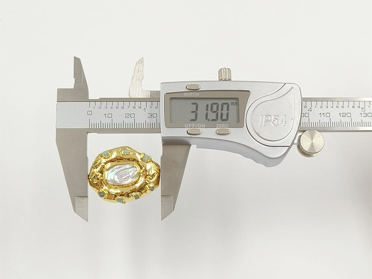 WT-MPR132 Wholesale Punk Style Ring 18K Gold Plated With Natural Stone and Pearl Handmade Daily Ring